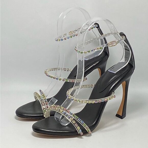 Alexandre Birman Dolores 100 Black & Sparkling Straps Sandal size 38 - Picture 2 of 12